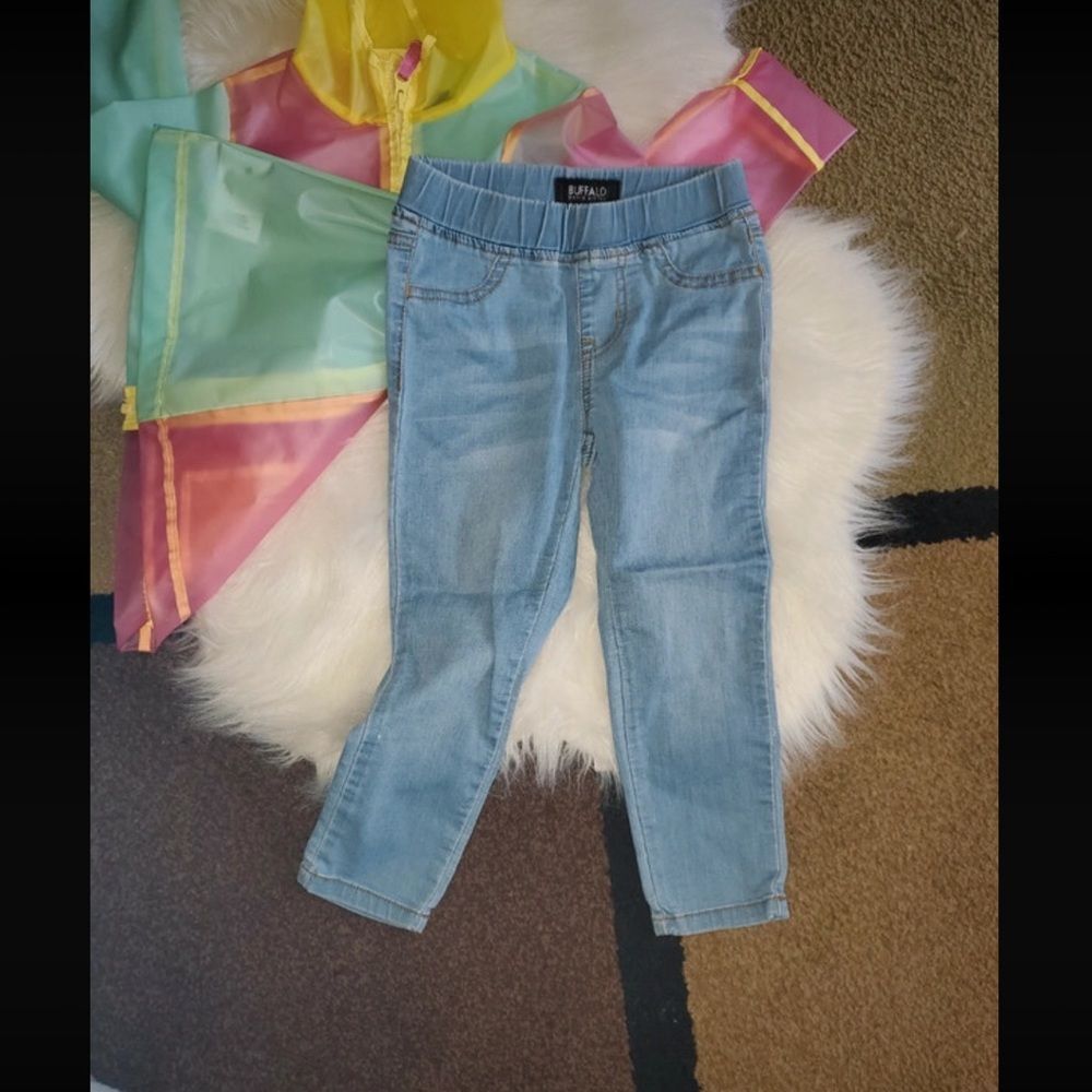 Girl’s BUFFALO matching set outfit raincoat jeans pastel David Bitton 4T EUC - Picture 5 of 6